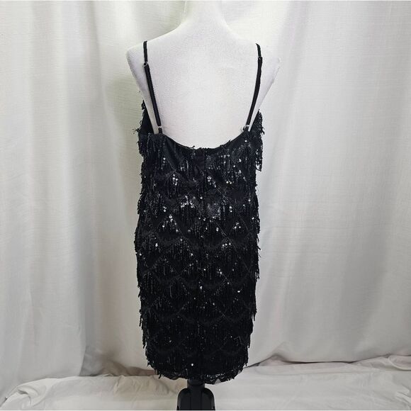 **SOLD** Black Sequin Fringe Party Dress Size XL - Picture 8 of 13